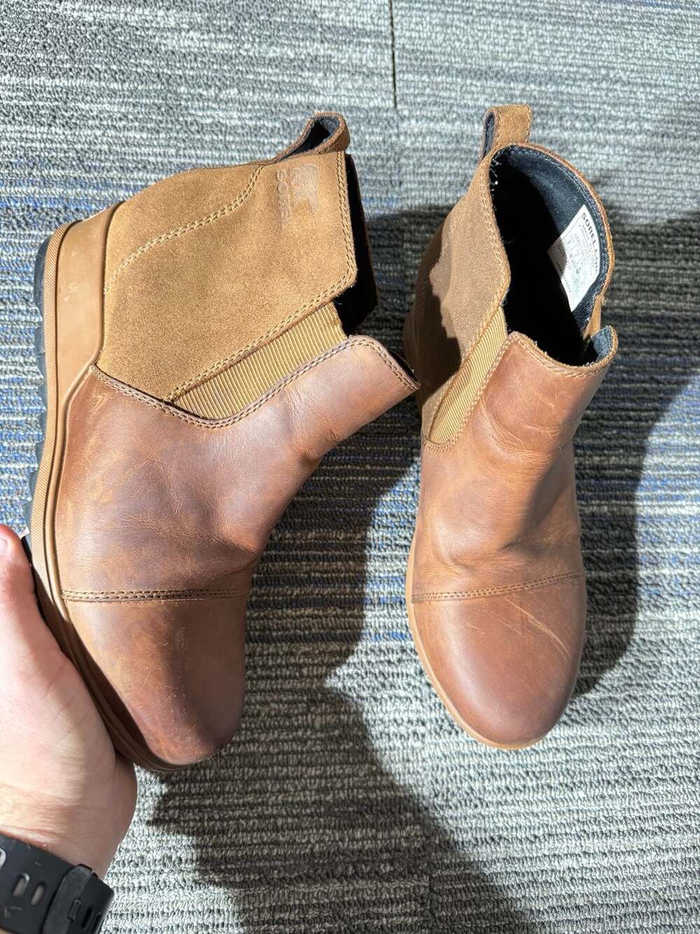 Sorel Evie Chelsea Boot Size 9 Cognac Brown Leather